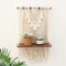 Single-Tier Macramé Boho Wall Hanging Shelf – Handmade Wooden Floating Shelf, Bohemian Woven Plant Holder, Mini Chic Organizer for Bathroom, Bedroom, Nursery, or Western Home Décor, Perfect Gift